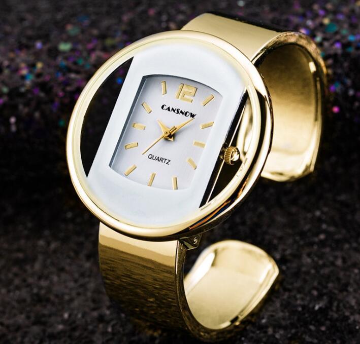 New Luxury Brand Ladies Dress Watch with elegant gold bracelet and unique dial design for stylish occasions.