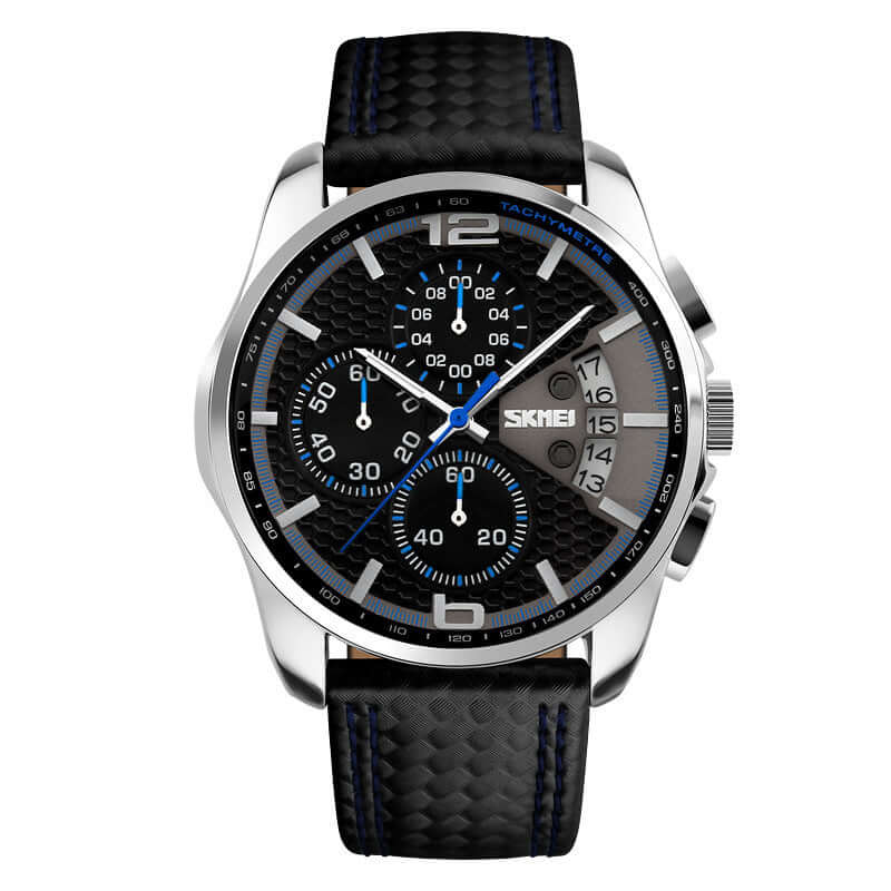 Sporty Quartz Leather Wristwatch